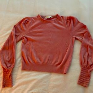 Pink sweater with embroidered sleeves- New, never worn